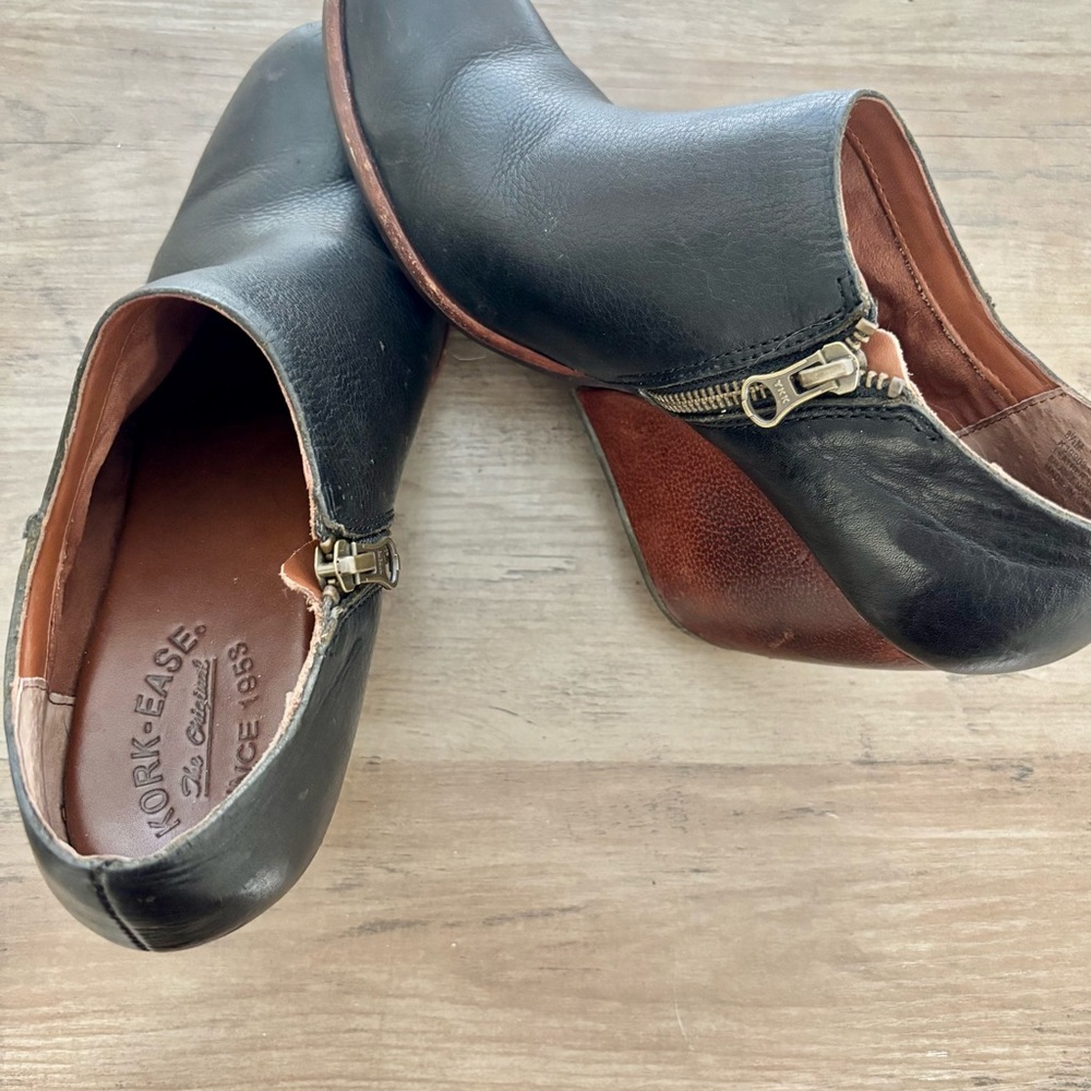 Kork-Ease Natalya Black Leather Wedge Ankle Boots - Picture 2 of 16